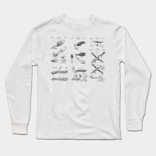 Patent Blueprint Apparel - Vintage Fishing Lure Patents Long Sleeve T-Shirt